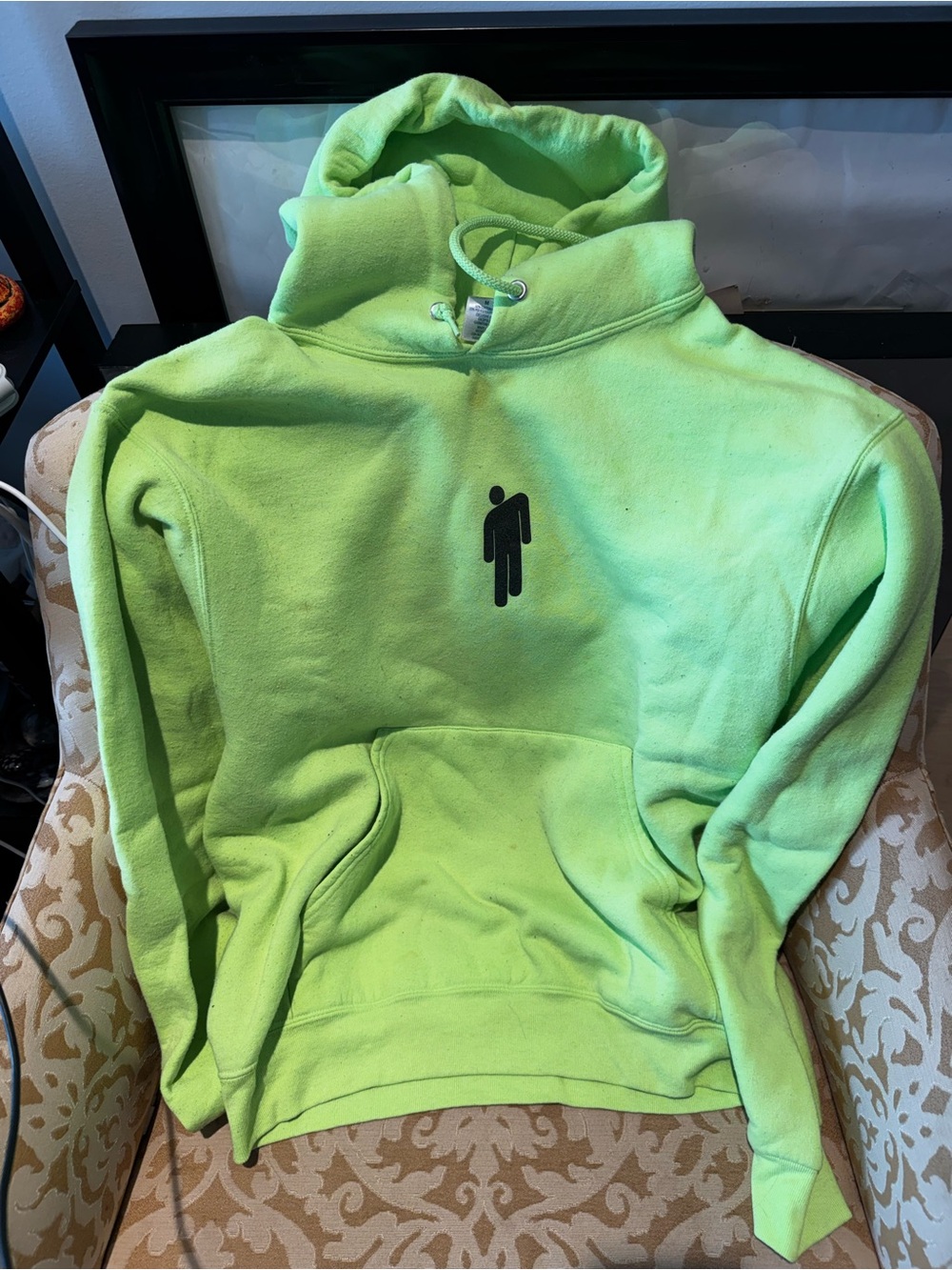 Billie Eilish blohsh Neon Lime Green Hoodie with Minimal Logo